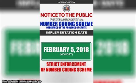 coding in cavite|Number coding scheme to be implemented in Cavite .